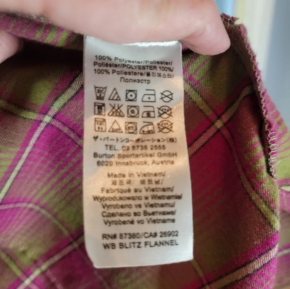 Burton Dryride Blitz Flannel. Snowboarding. Pink and green. Womens M - Picture 6 of 10
